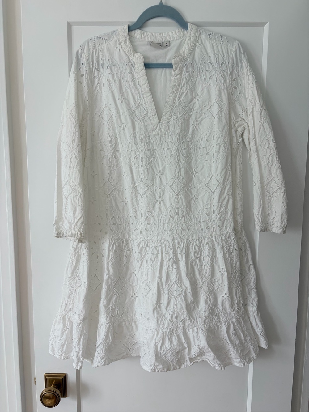 GAP White Eyelet Long Sleeve Tunic Dress